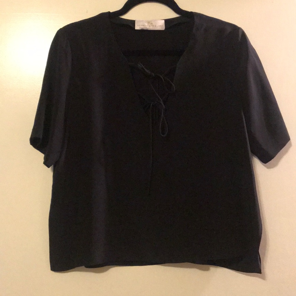 Amanda Uprichard double tie silk blouse SMALL